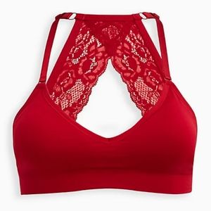 Torrid 2 Padded Seamless Flirt Racer Back Bralette Red nwt 18 20 Racerback